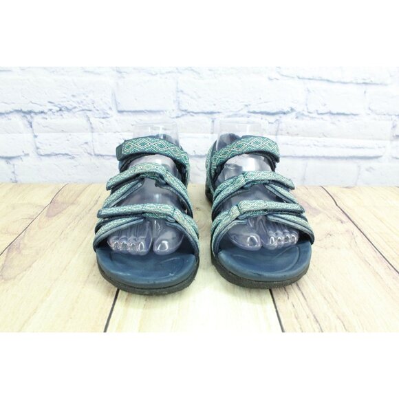 LL Bean Boothbay Water Sandals Tribal Print Blue Teal Size 7 M - Picture 4 of 9